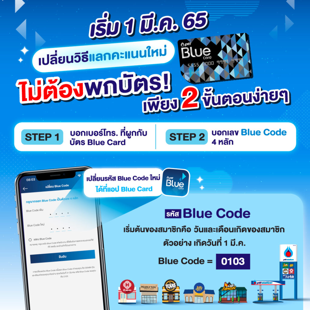 Blue Card แจ้งข่าวดี เปลี่ยนวิธีแลกคะแนนใหม่ไม่ต้องพกบัตร ลดสัมผัส สะดวก ง่าย แลกได้ทันที