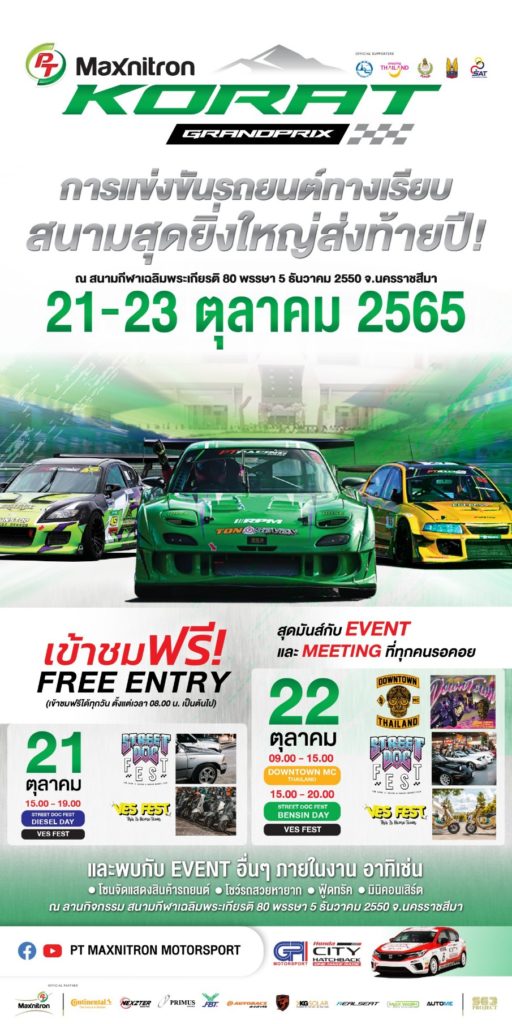 PT Maxnitron พร้อมระเบิดศึกแข่งรถยนต์ทางเรียบ สนามปิดฤดูกาล “โคราช” 21-23 ต.ค.นี้